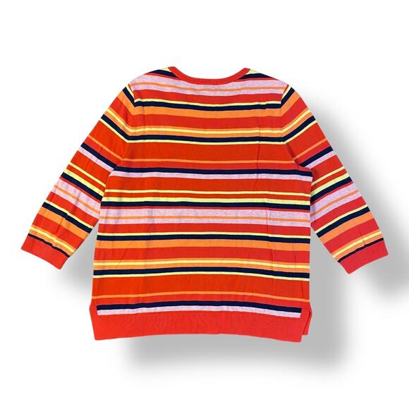 Lands End Striped Supima Cotton Sweater Womens Size LP Red Indie Fall - Picture 5 of 8